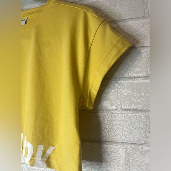 Gymshark Cropped Yellow Fraction Logo Workout Tee Size Small - Picture 3 of 5